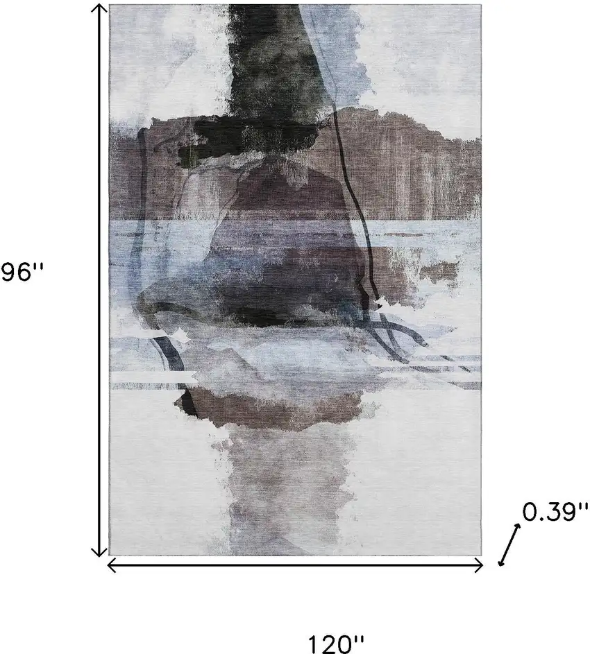 Brown And Ivory Abstract Washable Area Rug With UV Protection Photo 9