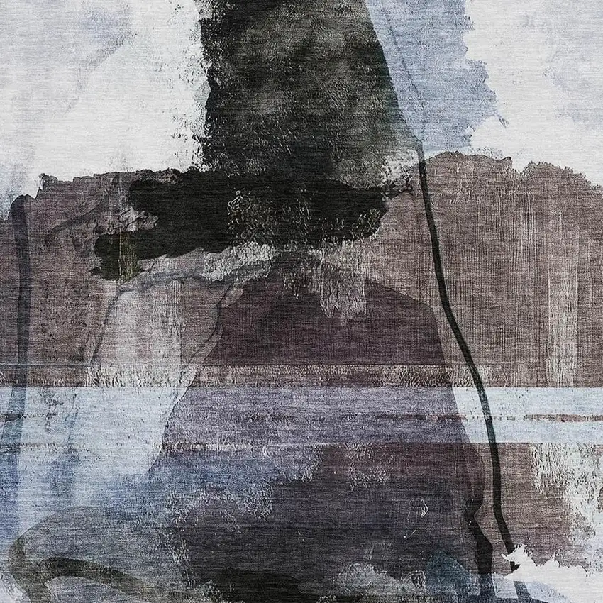 Brown And Ivory Abstract Washable Area Rug With UV Protection Photo 3