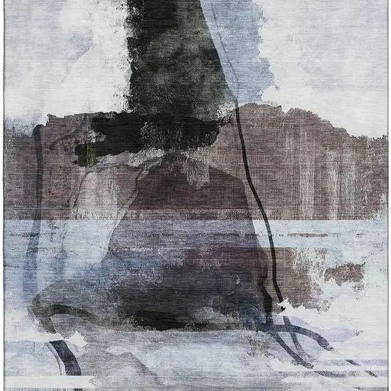 Brown And Ivory Abstract Washable Area Rug With UV Protection Photo 4