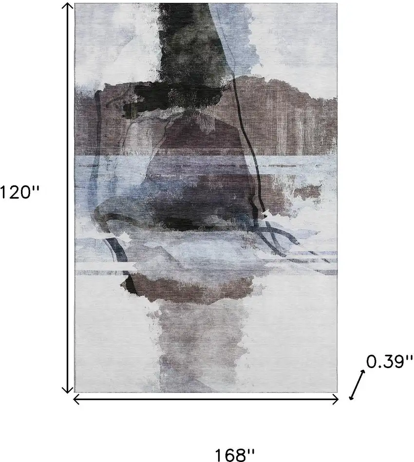 Brown And Ivory Abstract Washable Area Rug With UV Protection Photo 9