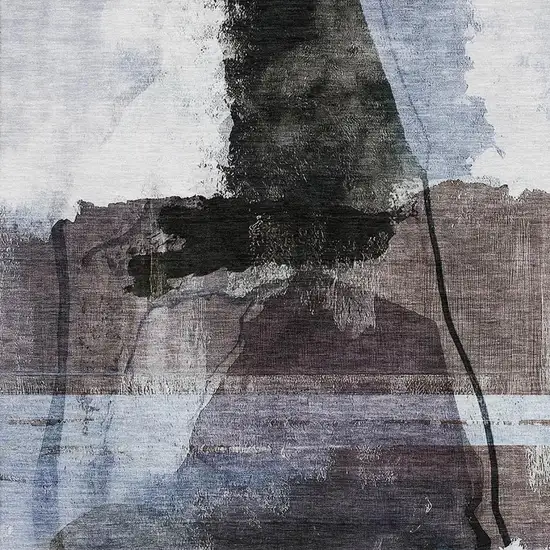 Brown And Ivory Abstract Washable Area Rug With UV Protection Photo 3