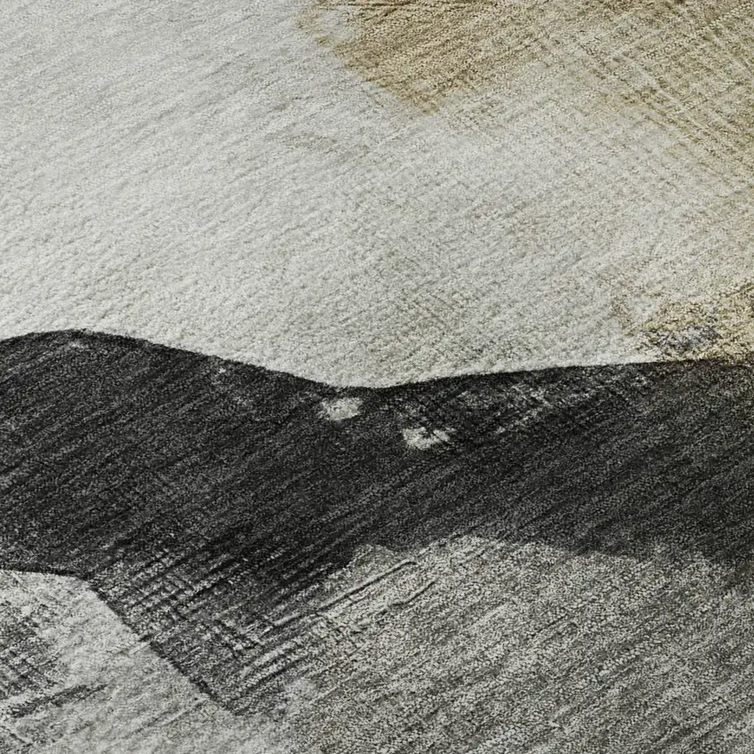 Brown And Ivory Abstract Washable Area Rug With UV Protection Photo 5