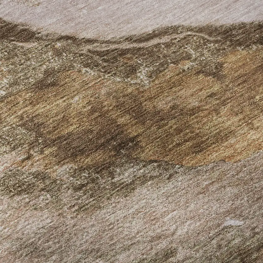 Brown And Ivory Abstract Washable Area Rug With UV Protection Photo 1