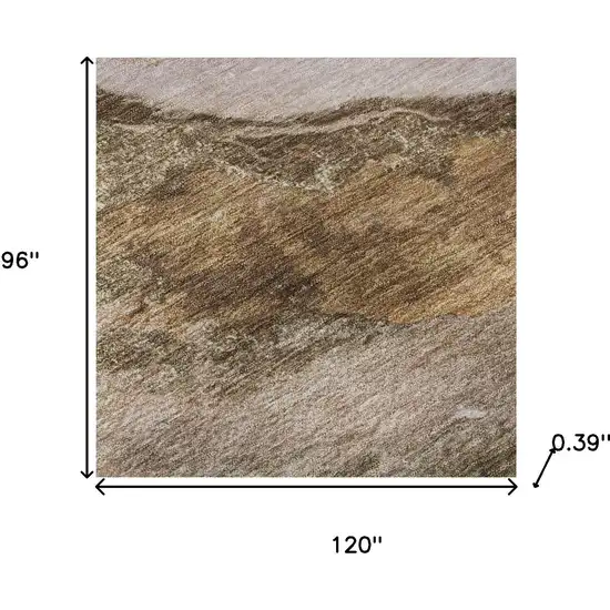 Brown And Ivory Abstract Washable Area Rug With UV Protection Photo 7