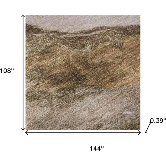 Brown And Ivory Abstract Washable Area Rug With UV Protection Photo 7