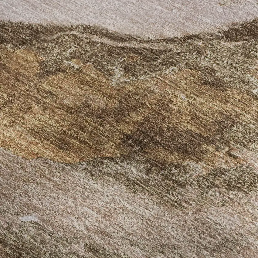 Brown And Ivory Abstract Washable Area Rug With UV Protection Photo 3