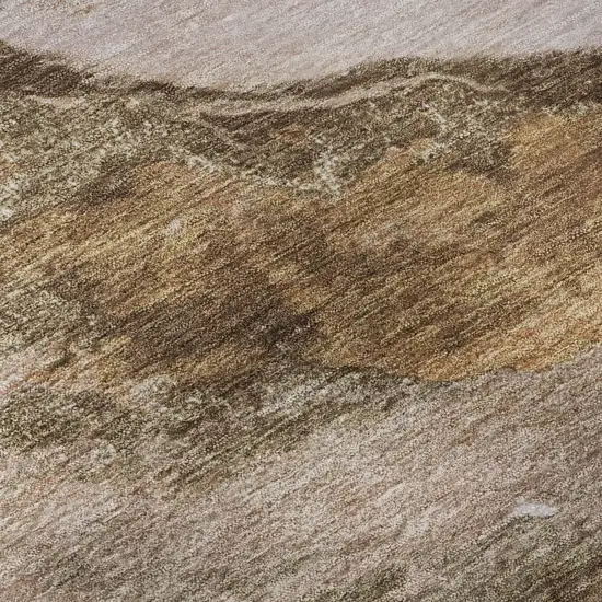 Brown And Ivory Abstract Washable Area Rug With UV Protection Photo 1