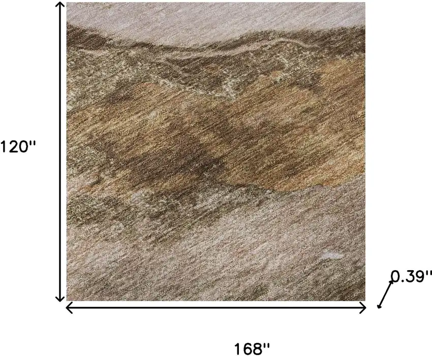 Brown And Ivory Abstract Washable Area Rug With UV Protection Photo 8