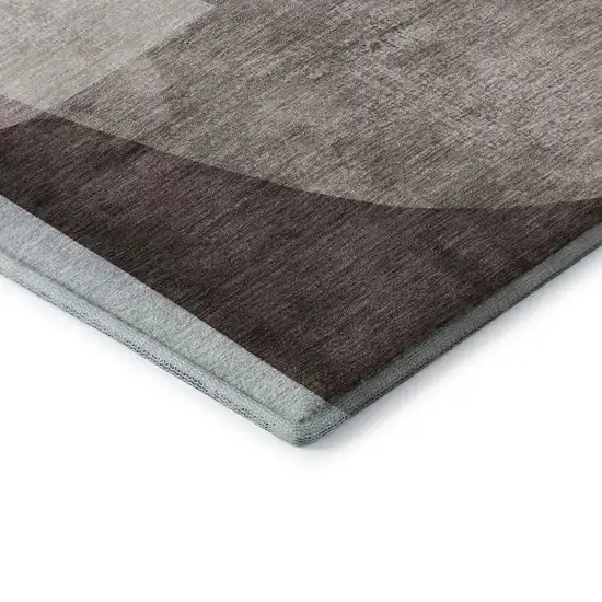 Brown And Ivory Abstract Washable Area Rug With UV Protection Photo 4