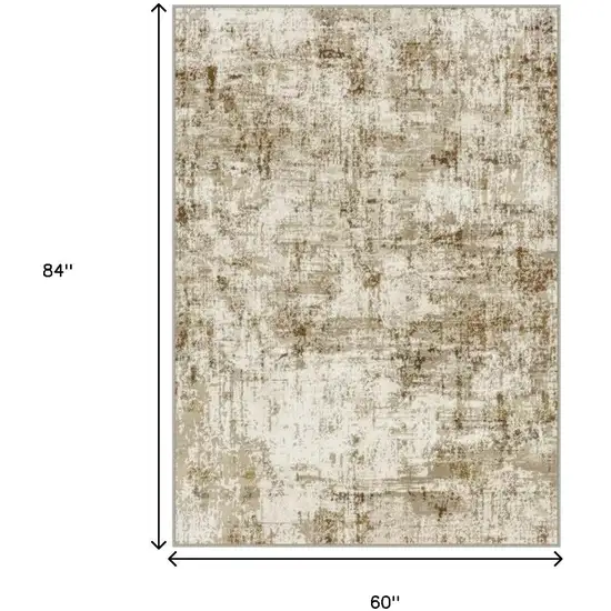 Brown And Ivory Abstract Washable Area Rug Photo 3