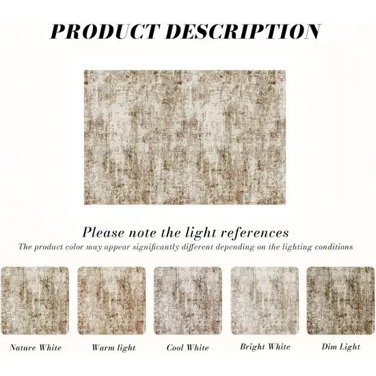 Brown And Ivory Abstract Washable Area Rug Photo 9