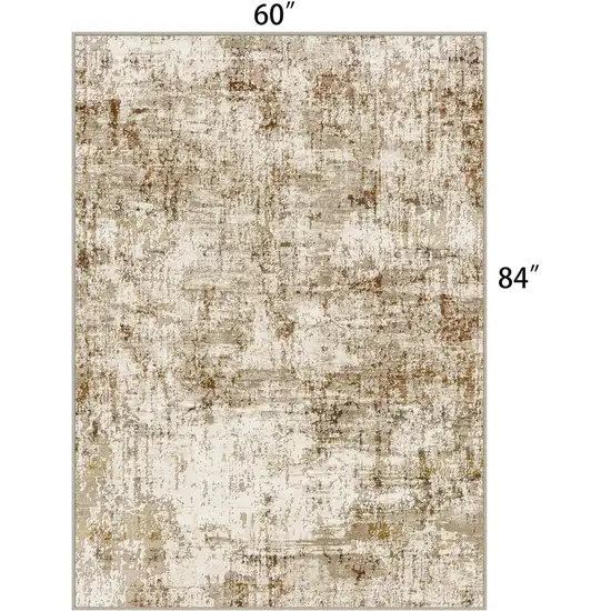 Brown And Ivory Abstract Washable Area Rug Photo 9