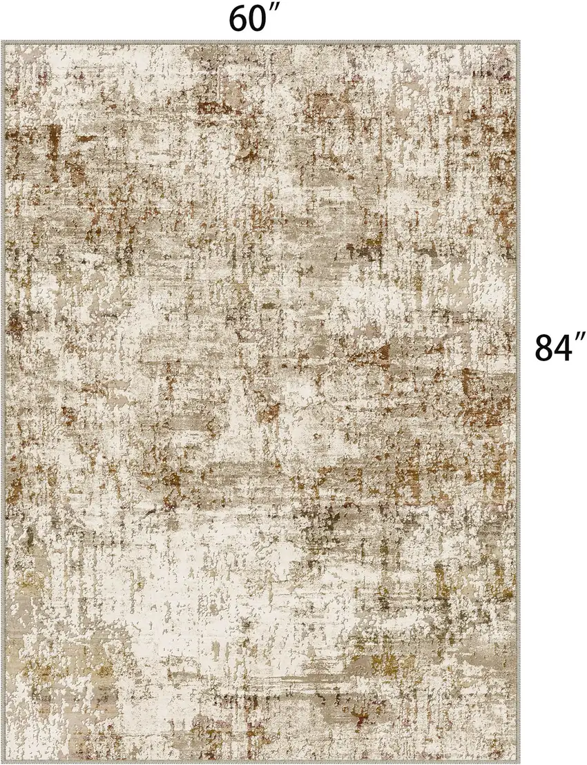 Brown And Ivory Abstract Washable Area Rug Photo 9