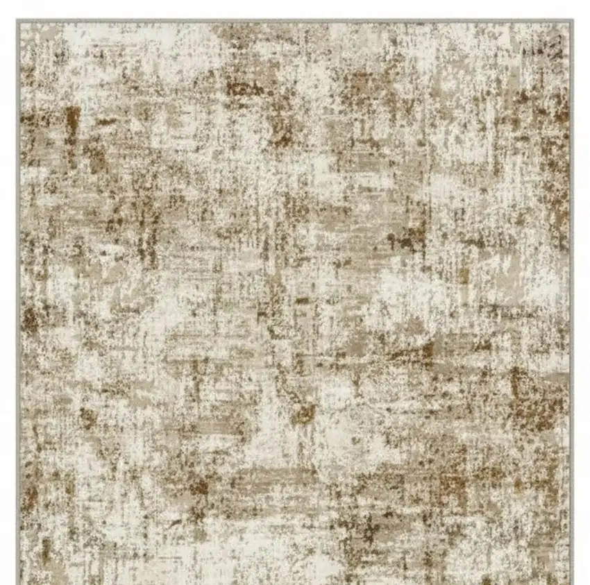 Brown And Ivory Abstract Washable Area Rug Photo 5