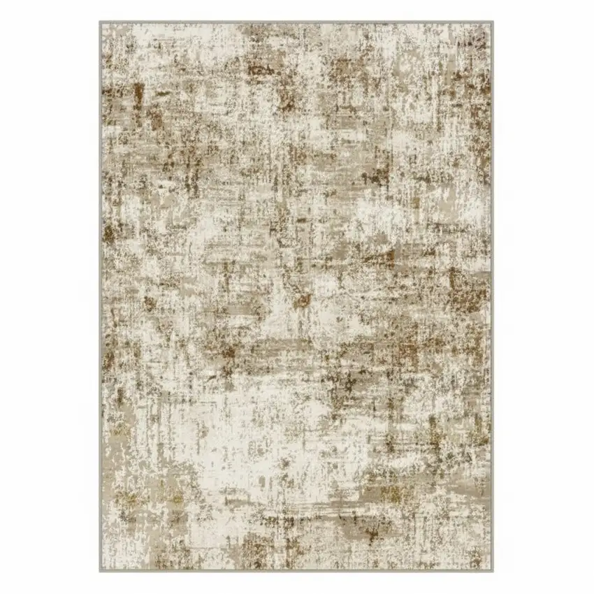 Brown And Ivory Abstract Washable Area Rug Photo 2