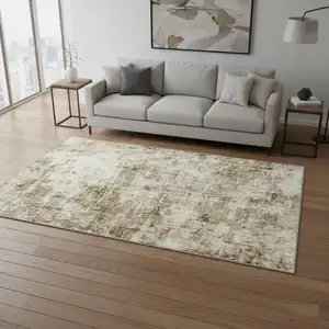 Photo of Brown And Ivory Abstract Washable Area Rug
