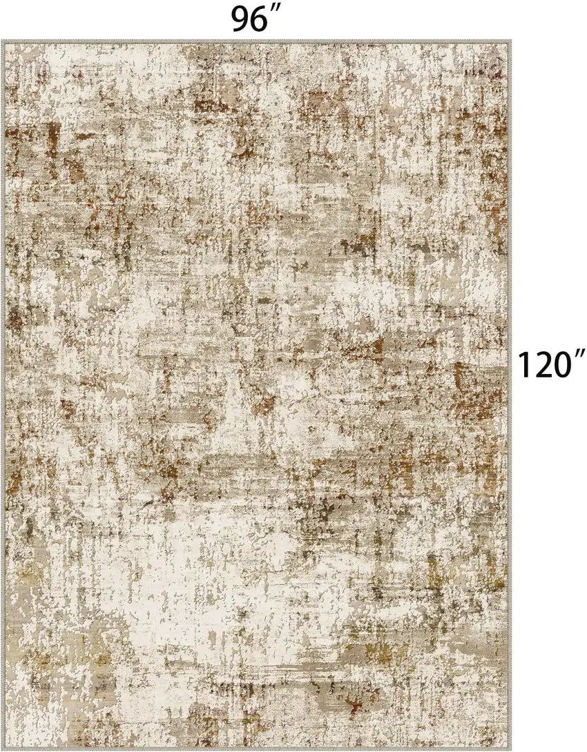 Brown And Ivory Abstract Washable Area Rug Photo 8