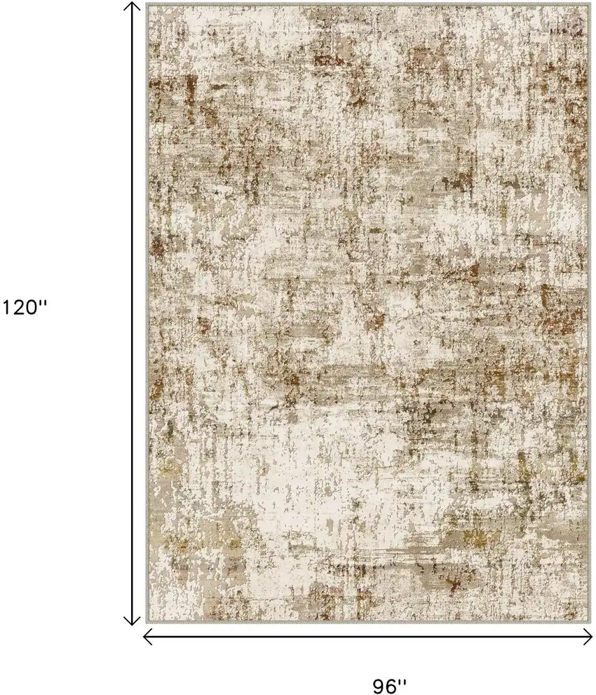Brown And Ivory Abstract Washable Area Rug Photo 3
