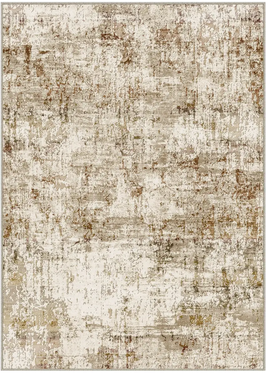 Brown And Ivory Abstract Washable Area Rug Photo 2