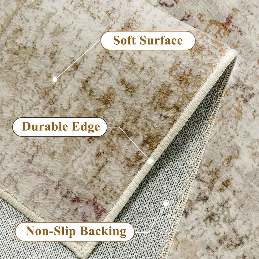 Brown And Ivory Abstract Washable Area Rug Photo 6