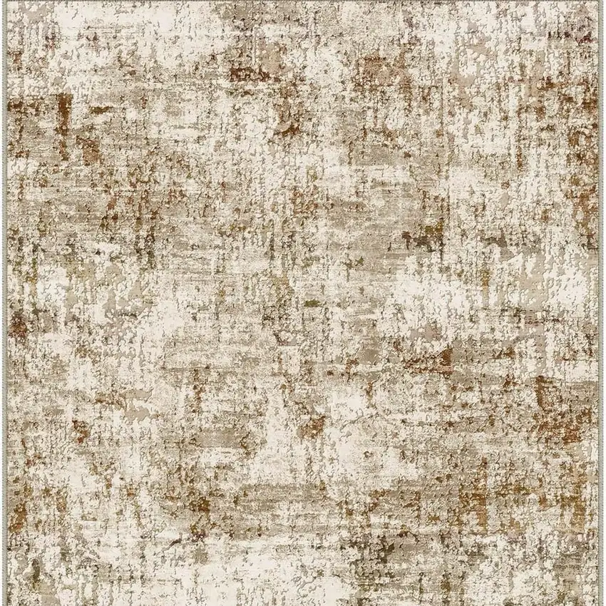 Brown And Ivory Abstract Washable Area Rug Photo 5