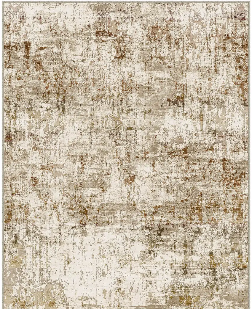 Brown And Ivory Abstract Washable Area Rug Photo 4