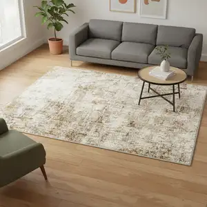 Photo of Brown And Ivory Abstract Washable Area Rug