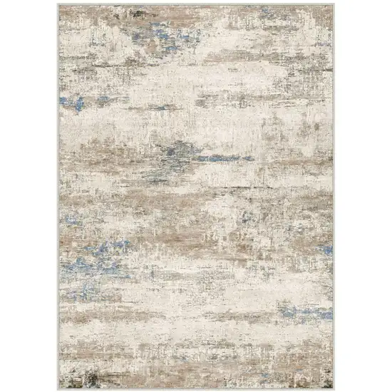 Blue Brown And Ivory Abstract Washable Area Rug Photo 2