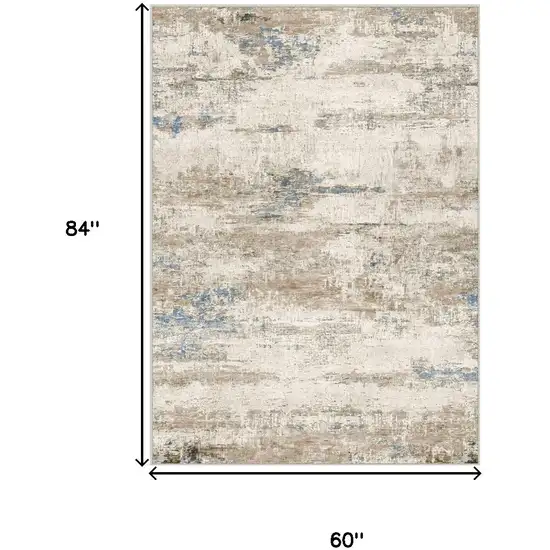 Blue Brown And Ivory Abstract Washable Area Rug Photo 3