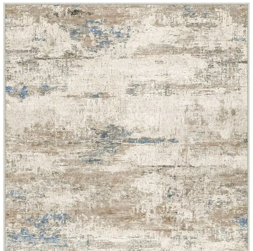 Brown And Ivory Abstract Washable Area Rug Photo 3