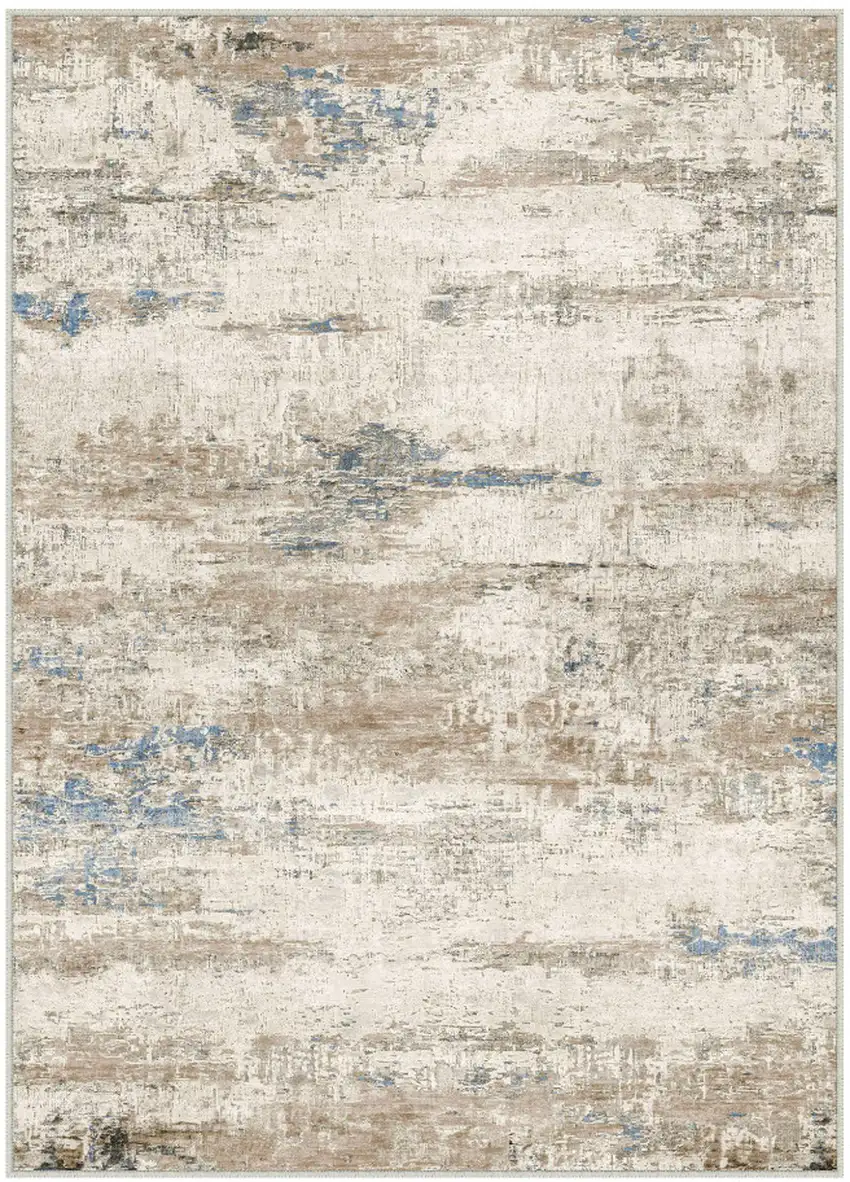 Brown And Ivory Abstract Washable Area Rug Photo 1