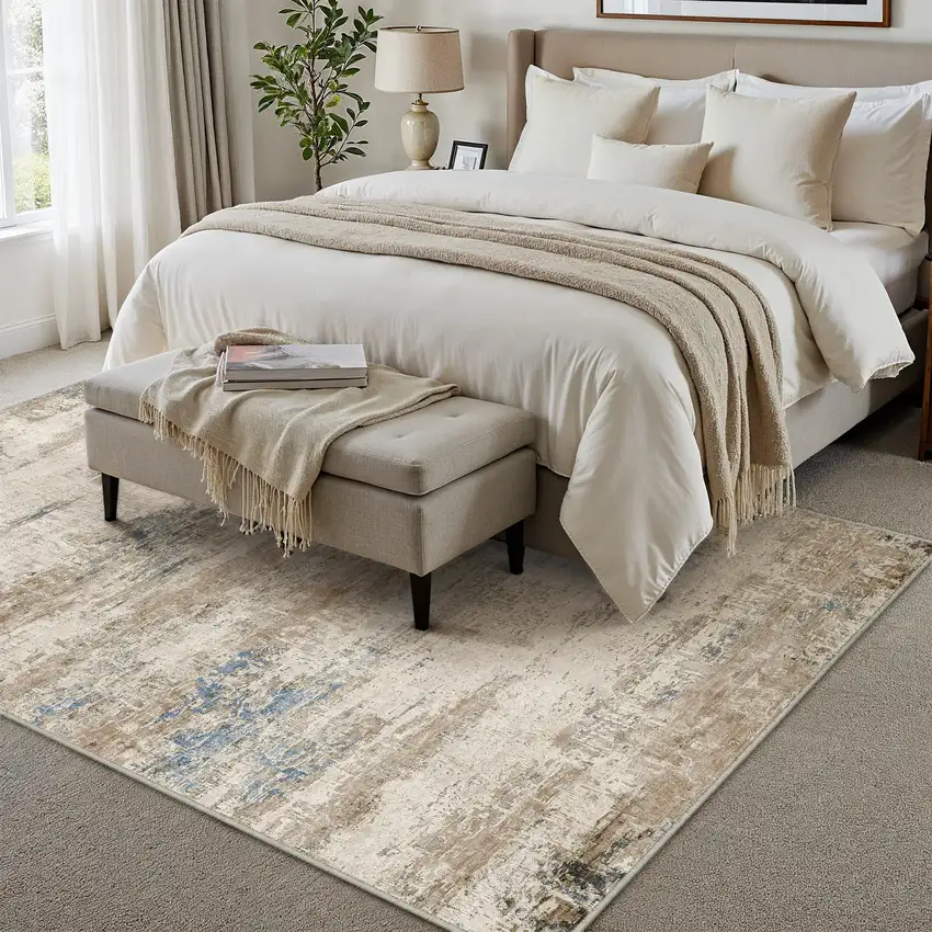 Brown And Ivory Abstract Washable Area Rug Photo 4