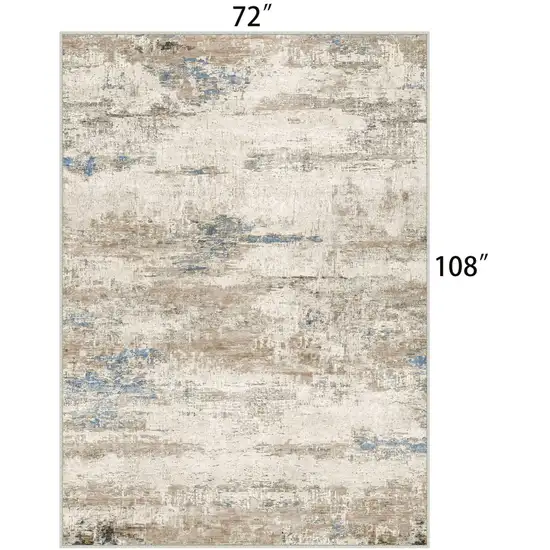 Blue Brown And Ivory Abstract Washable Area Rug Photo 8