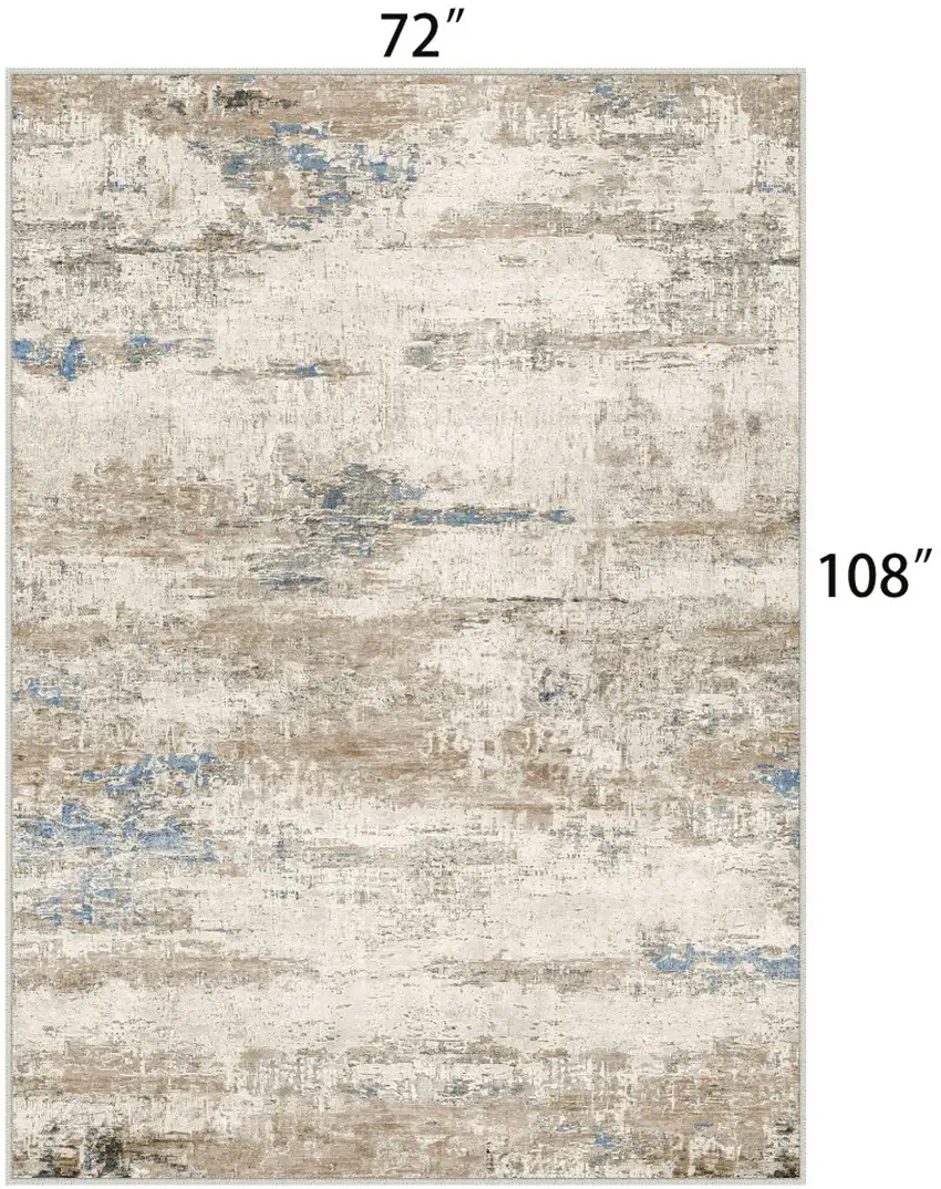 Blue Brown And Ivory Abstract Washable Area Rug Photo 8