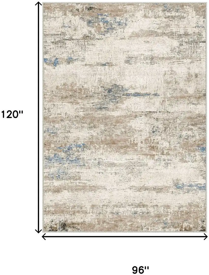 Blue Brown And Ivory Abstract Washable Area Rug Photo 3