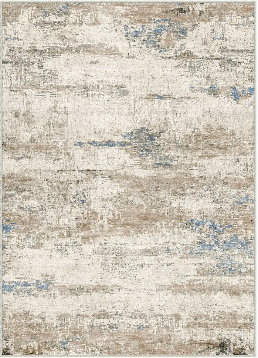 Brown And Ivory Abstract Washable Area Rug Photo 2