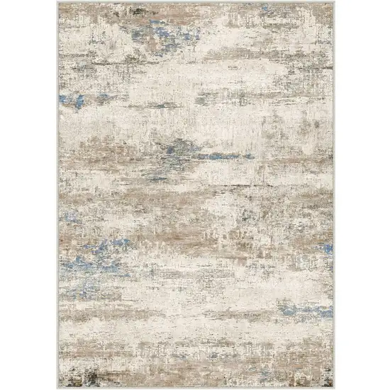 Blue Brown And Ivory Abstract Washable Area Rug Photo 2