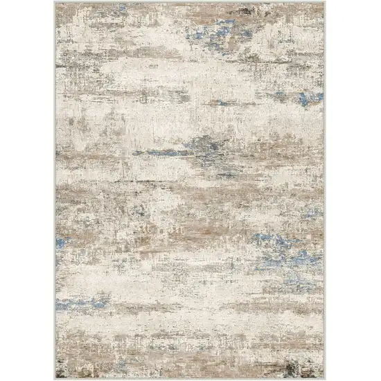 Blue Brown And Ivory Abstract Washable Area Rug Photo 3