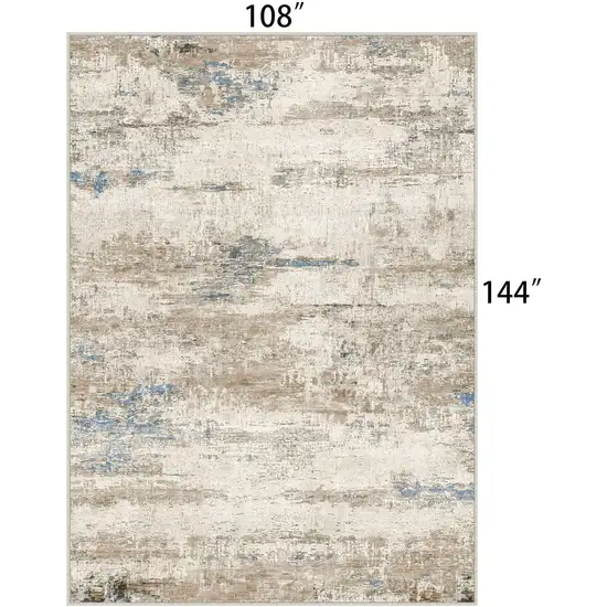 Blue Brown And Ivory Abstract Washable Area Rug Photo 8