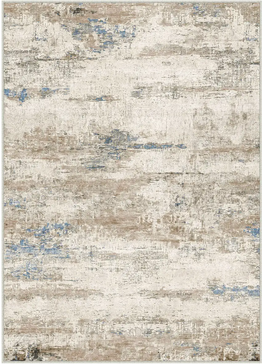 Brown And Ivory Abstract Washable Area Rug Photo 1