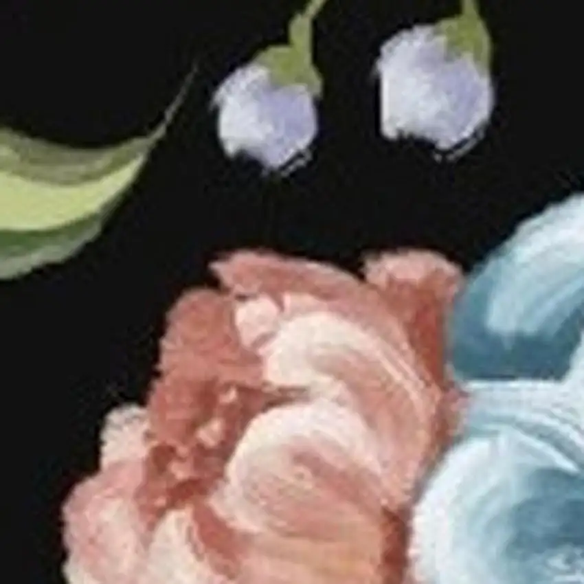 Black Green And Orange Floral Washable Area Rug Photo 4