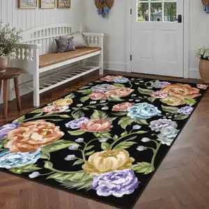 Photo of Brown And Ivory Abstract Washable Area Rug