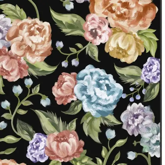 Black Green And Orange Floral Washable Area Rug Photo 8