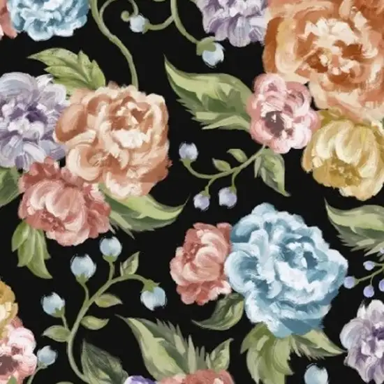 Black Green And Orange Floral Washable Area Rug Photo 4