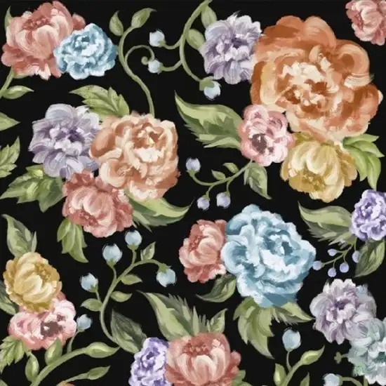 Black Green And Orange Floral Washable Area Rug Photo 6