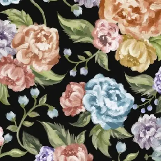 Black Green And Orange Floral Washable Area Rug Photo 4