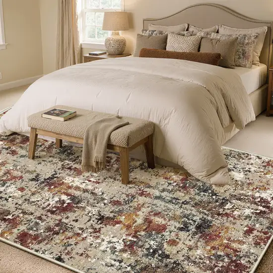 Brown And Ivory Abstract Washable Area Rug Photo 4