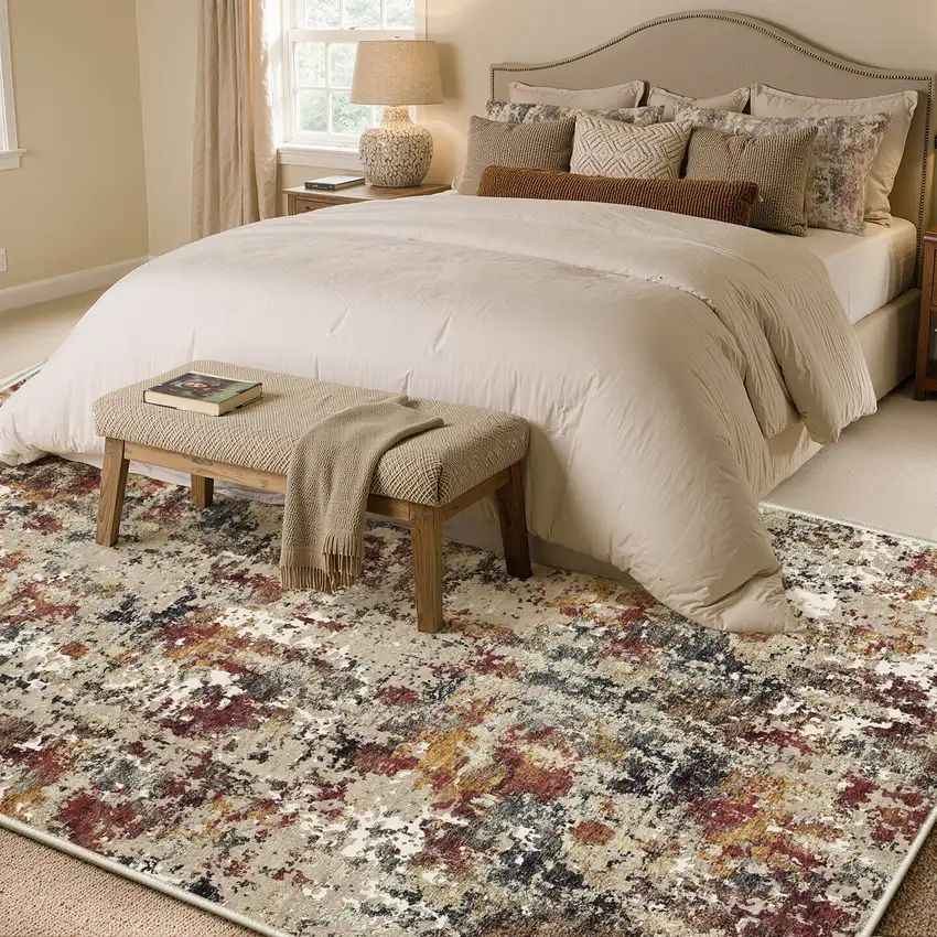 Brown And Ivory Abstract Washable Area Rug Photo 4