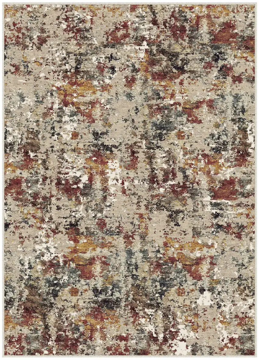 Brown And Ivory Abstract Washable Area Rug Photo 1