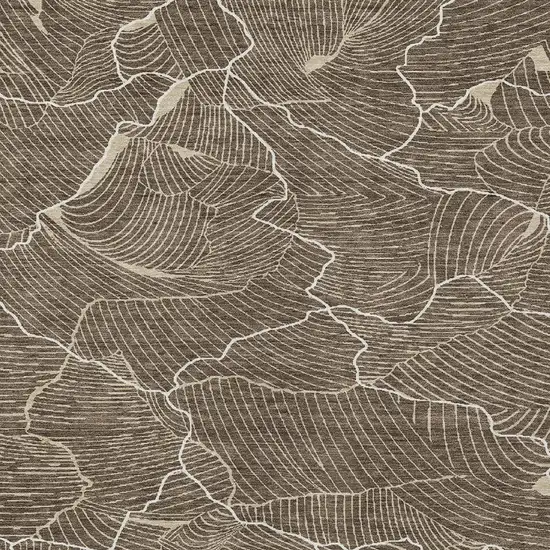 Brown And Ivory Abstract Washable Indoor Outdoor Area Rug Photo 5